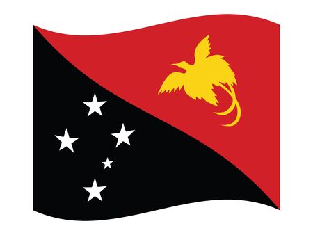 Waving Flat Flag of the Oceania Country of Papua New Guineaのイラスト素材