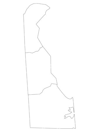 White Outline Counties Map of US State of Delawareのイラスト素材