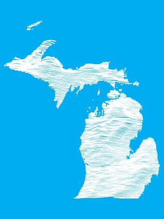 Blue Smooth Topographic Relief Peaks and Valleys Map of US Federal State of Michiganのイラスト素材