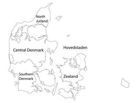 Labeled Regions Map of European Country of Denmarkのイラスト素材