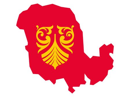 Map with Embedded Coat of Arms of the Norwegian County of Vestfold og Telemarkのイラスト素材