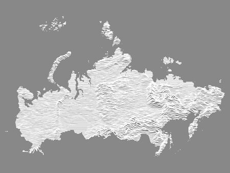 White on Gray Topographic Relief Map of the Russian Federationのイラスト素材