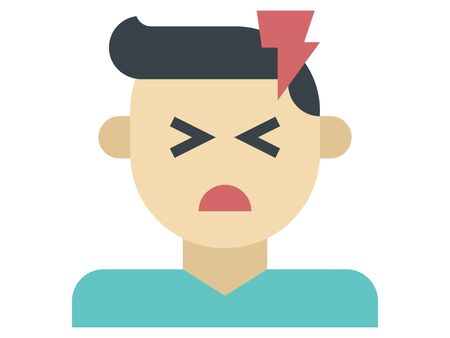 Clip-art Illustration of Man Suffering From Headache as a Corona-virus Symptomのイラスト素材