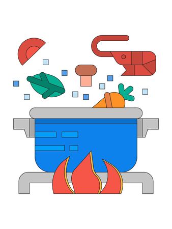 Clip-art Illustration of Boiling Fresh Foods to Fight the Corona-virusのイラスト素材