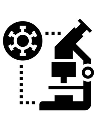 Black and White Clip-art Illustration of Microscopic Research of Corona-virus