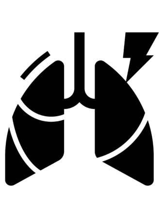 Black and White Clip-art Illustration of Chest Pain as a Corona-virus Symptomのイラスト素材