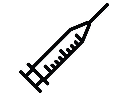 Black and White Clip-art Illustration of Simple Syringe Iconのイラスト素材