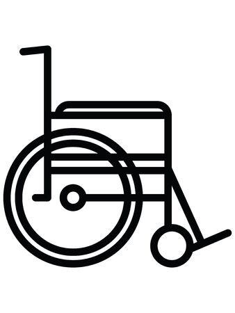 Black and White Clip-art Illustration of a Simple Wheelchair Iconのイラスト素材