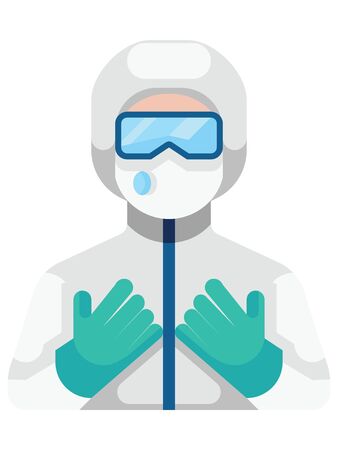Clip-art Illustration of Medicine Worker Wearing Full Protective Gear Against Corona-virusのイラスト素材