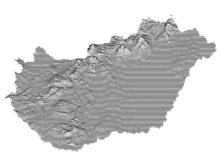 Gray 3D Topography Map of European Country of Hungaryのイラスト素材