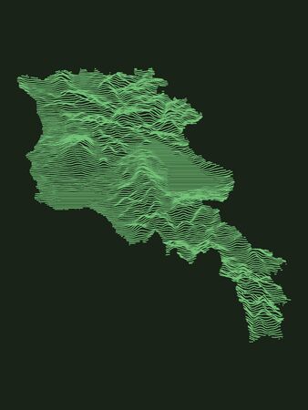 Tactical Military Emerald 3D Topography Map of European Country of Armeniaのイラスト素材