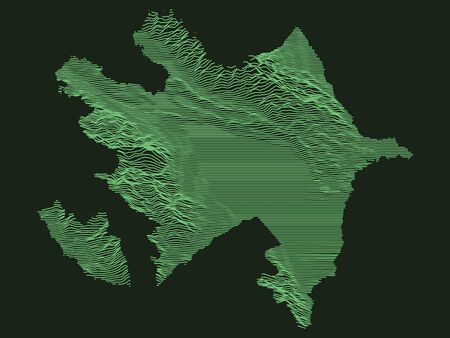 Tactical Military Emerald 3D Topography Map of European Country of Azerbaijanのイラスト素材