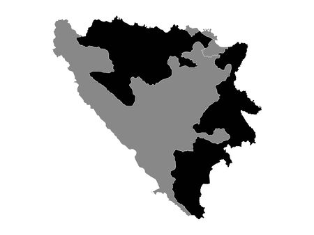 Black Location Map of Bosnian Entity of Republic Srpska (RS) within Grey Map of Bosnia and Herzegovinaのイラスト素材