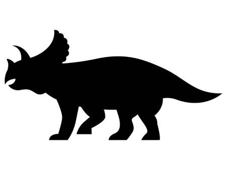Simple Black Cartoon Drawing of a Dinosaur Triceratopsのイラスト素材