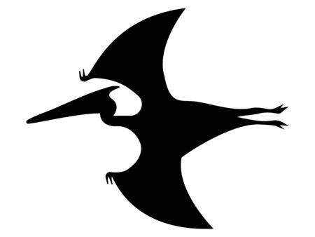 Simple Black Cartoon Drawing of a Dinosaur Pterodactylusのイラスト素材