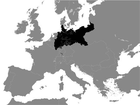 Black Flat Map of North German Confederation (1867) inside Gray Map of Europeのイラスト素材