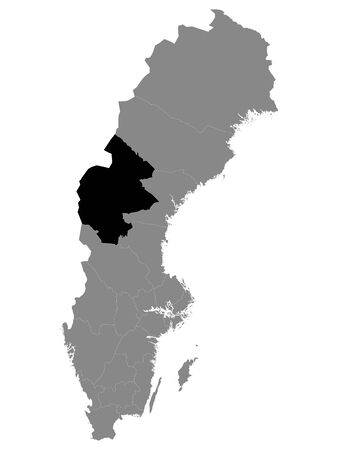 Black Location Map of Swedish County of Jamtland within Grey Map of Swedenのイラスト素材