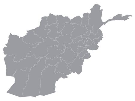 Gray Provinces Map of Asian Country of Afghanistanのイラスト素材