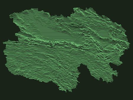 Green Tactical Military Style 3D Topographic Map of Chinese Province of Qinghaiのイラスト素材