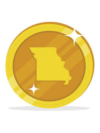 United States Federal Map of Missouri within United States Golden Dollar Coinのイラスト素材
