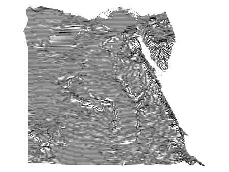 Gray 3D Topography Map of Transcontinental Country of Egyptのイラスト素材