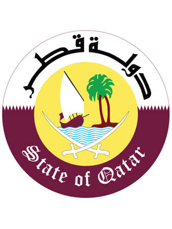 Vector Illustration of the National Emblem of the State of Qatarのイラスト素材