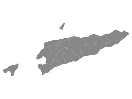 Grey Flat Municipalities Map of the Asian Country of East Timor (Timor Leste)のイラスト素材