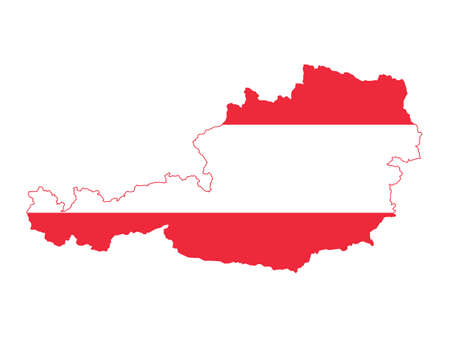 Vector Illustration of the Flag Incorporated Into the Map of Austriaのイラスト素材