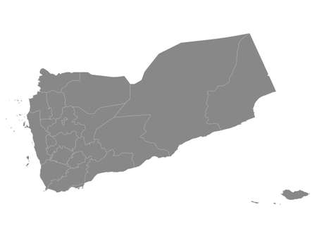 Grey Flat Provinces Map of the Asian Country of Yemenのイラスト素材