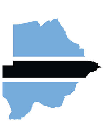 Vector Illustration of the Flag Incorporated Into the Map of Botswanaのイラスト素材