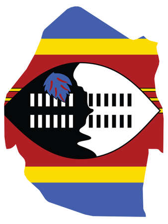 Vector Illustration of the Flag Incorporated Into the Map of Eswatini (Lesotho)のイラスト素材