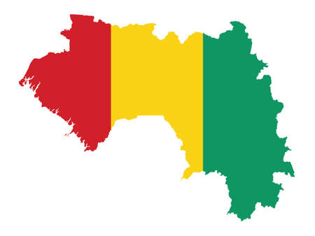 Vector Illustration of the Flag Incorporated Into the Map of Guineaのイラスト素材