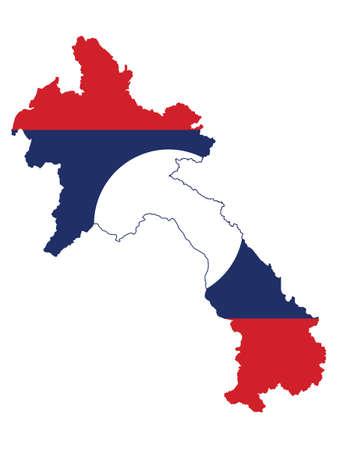 Vector Illustration of the Flag Incorporated Into the Map of Laosのイラスト素材