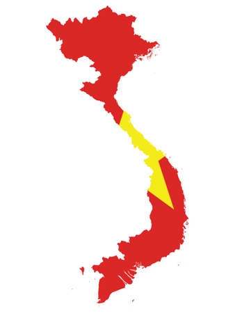 Vector Illustration of the Flag Incorporated Into the Map of Vietnamのイラスト素材