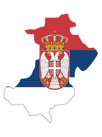 Vector Illustration of the Flag Incorporated Into the Map of North Kosovoのイラスト素材