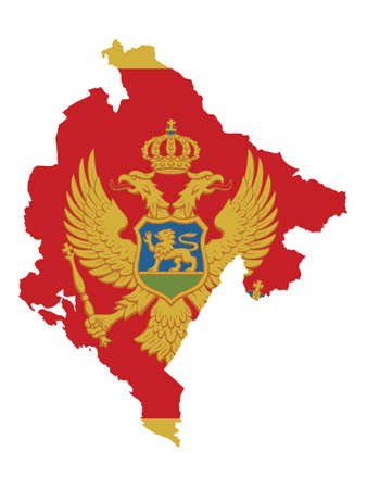 Vector Illustration of the Flag Incorporated Into the Map of Montenegroのイラスト素材