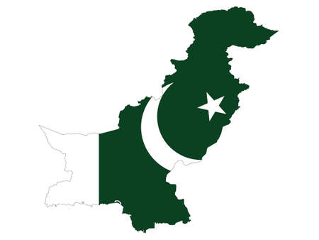 Vector Illustration of the Flag Incorporated Into the Map of Pakistanのイラスト素材