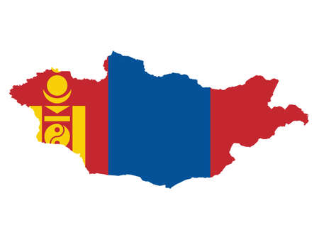 Vector Illustration of the Flag Incorporated Into the Map of Mongoliaのイラスト素材