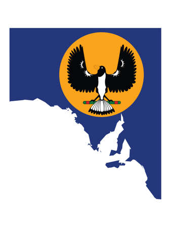 Vector Illustration of the Flag Map of Australian State of South Australiaのイラスト素材