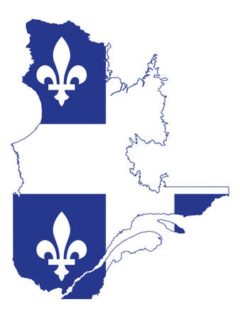 Vector Illustration of the Flag Map of Canadian Province of Quebecのイラスト素材