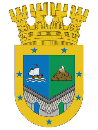 Flat Vector Coat of Arms of the Chilean Region of ValparaÃ­soのイラスト素材