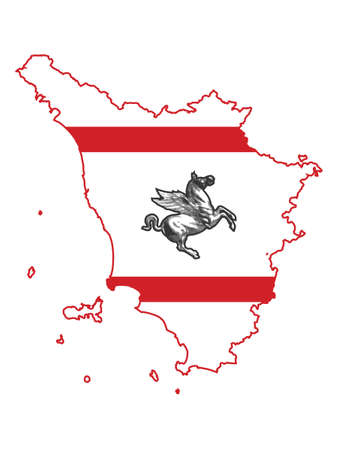 Vector Illustration of the Flag Map of Italian Region of Tuscanyのイラスト素材