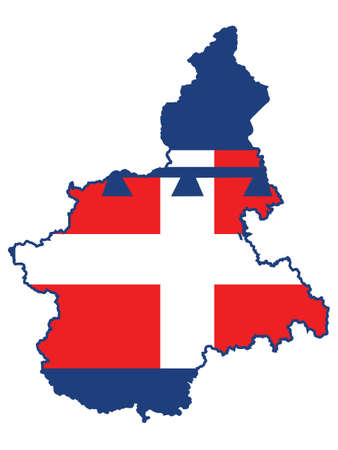 Vector Illustration of the Flag Map of Italian Region of Piedmontのイラスト素材