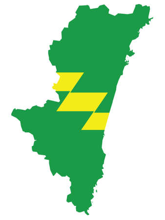 Vector Illustration of the Flag Map of Japanese Prefecture of Miyazakiのイラスト素材