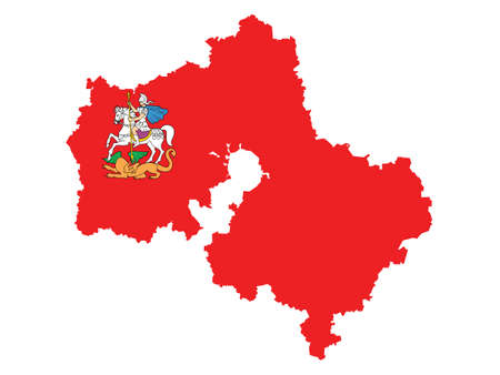 Vector Illustration of the Flag Map of Russian Federal Subject of Moscow Oblastのイラスト素材