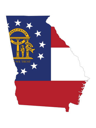 Vector Illustration of the Flag Map of USA Federal State of Nebraskaのイラスト素材
