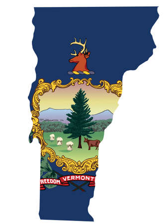 Vector Illustration of the Flag Map of USA Federal State of Vermontのイラスト素材