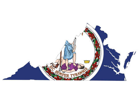 Vector Illustration of the Flag Map of USA Federal State of Virginiaのイラスト素材