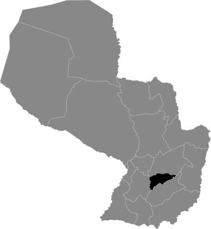 Black Location Map of the Paraguayan Department of GuairÃ¡ within Grey Map of Paraguayのイラスト素材