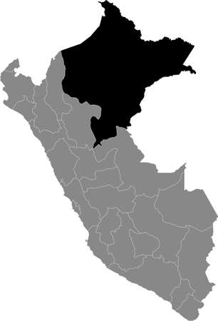 Black Location Map of the Peruan Department of Loreto within Grey Map of Peruのイラスト素材